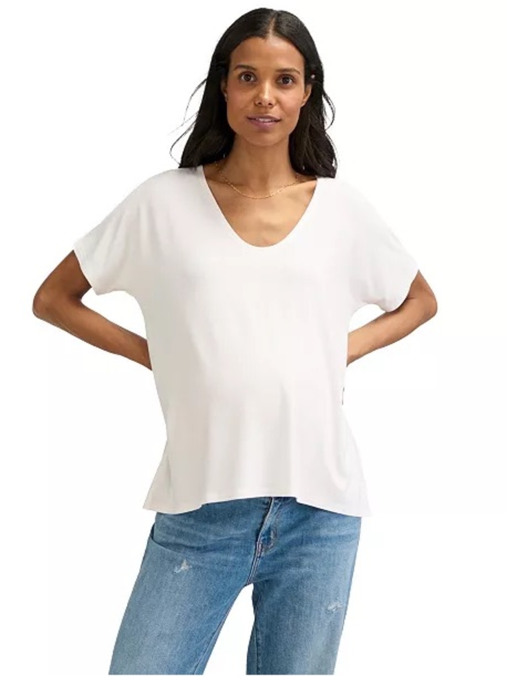 Hatch The Perfect Vee White V-Neck Short Sleeve Tee Maternity Postpartum